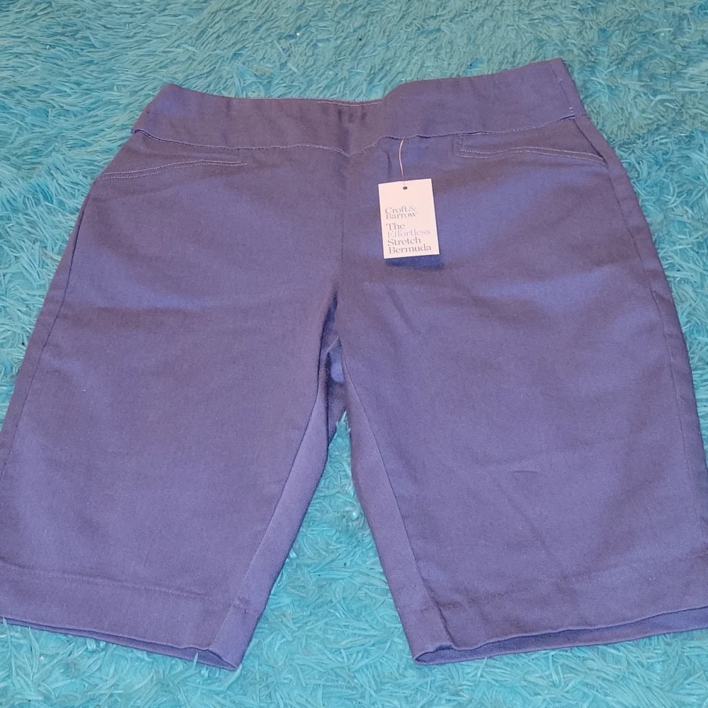 NEW Croft & Barrow Blue Mid-Rise Bermuda Shorts Size 6